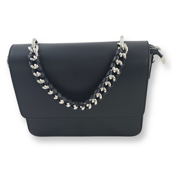 Czarna torebka damska z włoskiej skóry na łańcuszku Nora