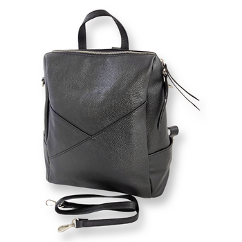 Plecak czarny skórzany z paskiem plecakotorba Lorenzo