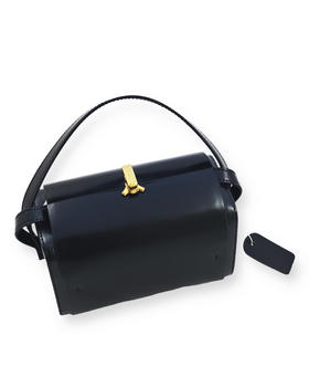 Torebka skórzana na ramię kuferek pudełko Roma czarna