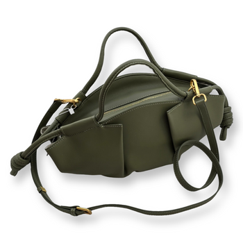 Torebka skórzana bagietka na ramię z supłami Idalia zielona